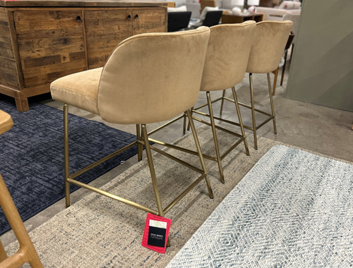 Set of 3 Interior Define Graham Counter Stools- Camel Performance Plush Velvet