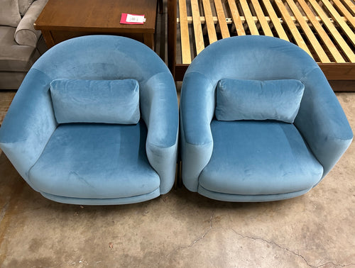 Pair of Interior Define Fiona Accent Chairs - French Performance Plush Velvet