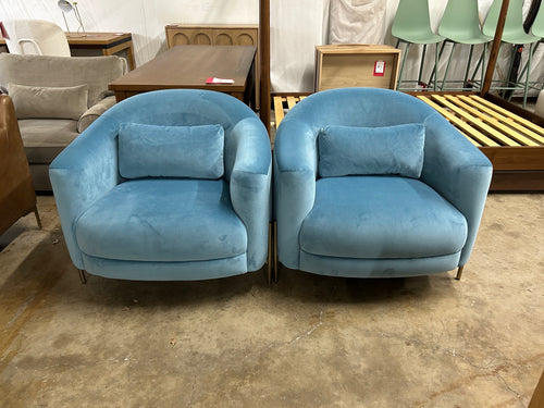 Pair of Interior Define Fiona Accent Chairs - French Performance Plush Velvet