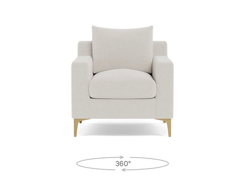Interior Define Sloan Petite Chair- Alabaster Performance Classic Chenille