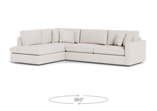 Interior Define James 3-Seat Bumper Sectional- Porcelain Performance Classic Weave