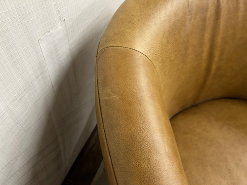 Pair of Interior Define Tegan Leather Swivel Chairs - Palomino