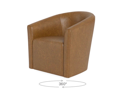 Pair of Interior Define Tegan Leather Swivel Chairs - Palomino