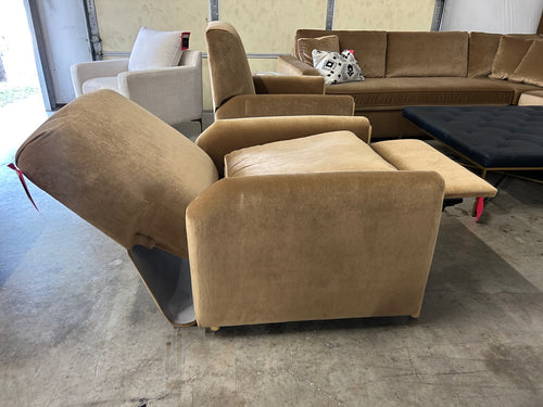 Pair of Interior Define Carise Recliners- Camel Performance Plush Velvet