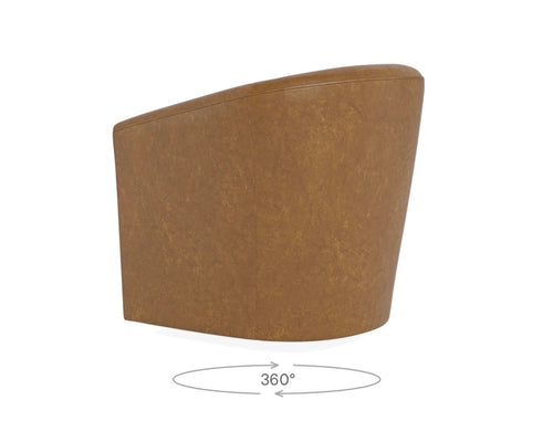 Pair of Interior Define Tegan Leather Swivel Chairs - Palomino