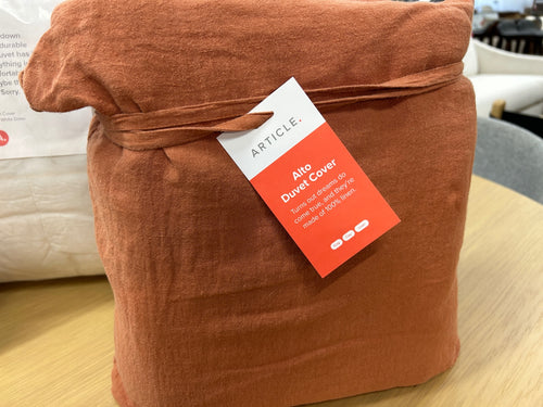 Set of Alto King Linen Duvet Cover, Sham Set, and Down Duvet Insert