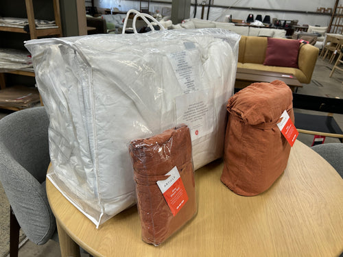 Set of Alto King Linen Duvet Cover, Sham Set, and Down Duvet Insert