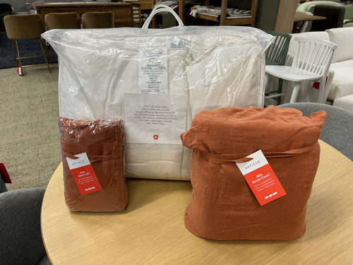 Set of Alto King Linen Duvet Cover, Sham Set, and Down Duvet Insert