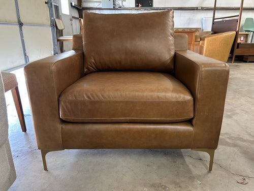 Interior Define Sloan Leather Chair - Pecan