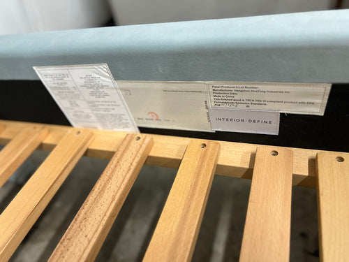 Interior Define Rowan King Fully Upholstered Canopy Bed- Spa Performance Plush Velvet