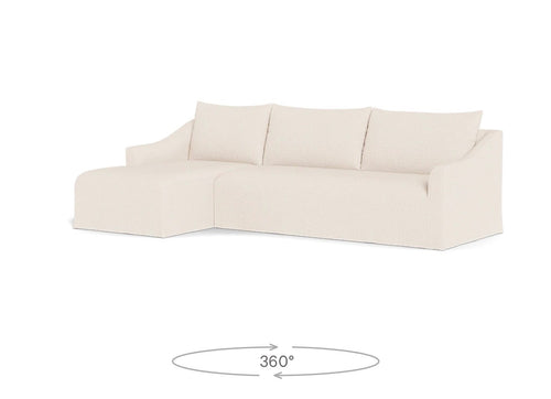 Interior Define Dixon Slipcovered 3-Seat Left Chaise Sectional- Parchment Luxe Natural Linen