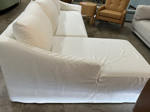 Interior Define Dixon Slipcovered 3-Seat Left Chaise Sectional- Parchment Luxe Natural Linen