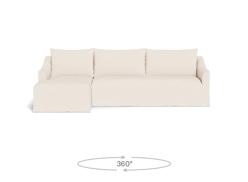 Interior Define Dixon Slipcovered 3-Seat Left Chaise Sectional- Parchment Luxe Natural Linen
