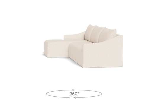 Interior Define Dixon Slipcovered 3-Seat Left Chaise Sectional- Parchment Luxe Natural Linen