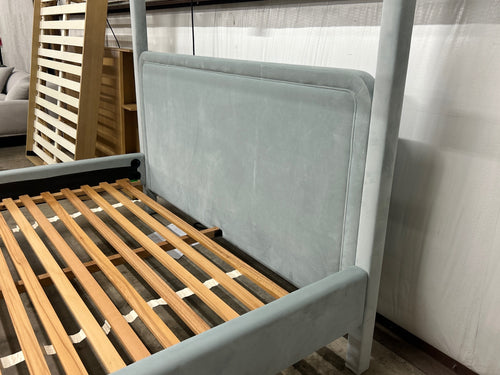 Interior Define Rowan King Fully Upholstered Canopy Bed- Spa Performance Plush Velvet