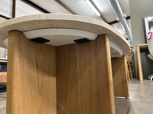 Sporo 47.25" Travertine Coffee Table - Natural Oak