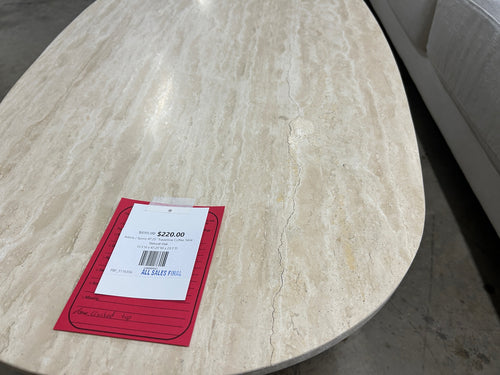 Sporo 47.25" Travertine Coffee Table - Natural Oak