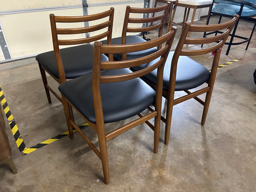 Set of 4 Wosla Leather Dining Chairs- Smoked Oak and Black