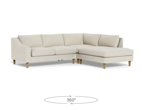 Interior Define Saylor Slope Arm 3-Seat Bumper Sectional - Bisque Performance Classic Weave