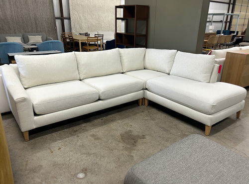 Interior Define Saylor Slope Arm 3-Seat Bumper Sectional - Bisque Performance Classic Weave