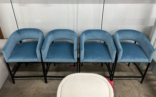 Set of 4 Interior Define Mina Framed Upholstered Counter Stools - French Performance Plush Velvet