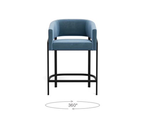 Set of 4 Interior Define Mina Framed Upholstered Counter Stools - French Performance Plush Velvet