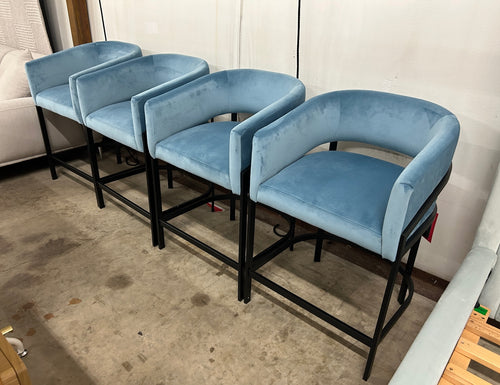 Set of 4 Interior Define Mina Framed Upholstered Counter Stools - French Performance Plush Velvet