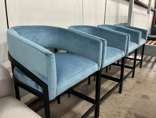 Set of 4 Interior Define Mina Framed Upholstered Counter Stools - French Performance Plush Velvet