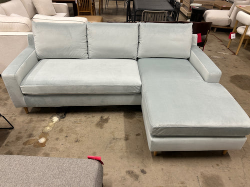 Interior Define Sloan 3-Seat Reversible Chaise Sectional - Spa Performance Plush Velvet