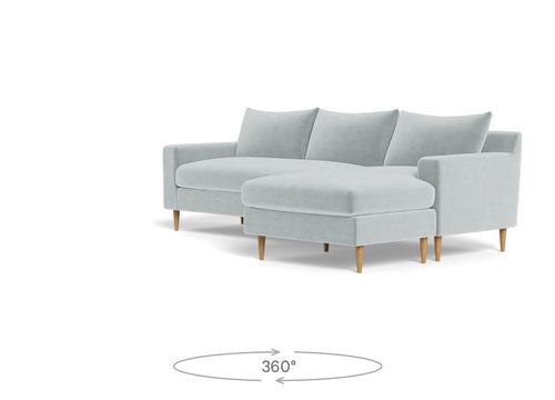 Interior Define Sloan 3-Seat Reversible Chaise Sectional - Spa Performance Plush Velvet