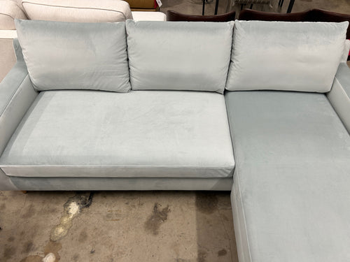 Interior Define Sloan 3-Seat Reversible Chaise Sectional - Spa Performance Plush Velvet