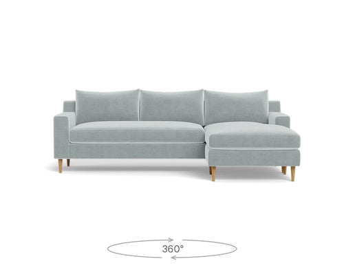 Interior Define Sloan 3-Seat Reversible Chaise Sectional - Spa Performance Plush Velvet