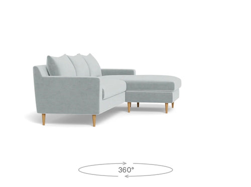 Interior Define Sloan 3-Seat Reversible Chaise Sectional - Spa Performance Plush Velvet