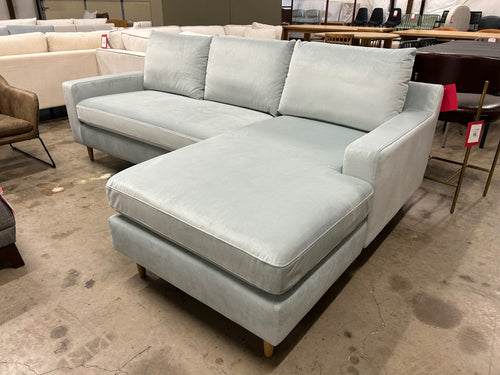 Interior Define Sloan 3-Seat Reversible Chaise Sectional - Spa Performance Plush Velvet