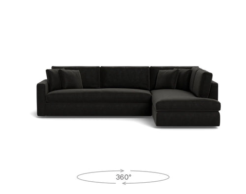 Interior Define James 3-Seat Bumper Sectional - Ebony Performance Velvet