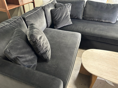 Interior Define James 3-Seat Bumper Sectional - Ebony Performance Velvet