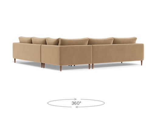 Interior Define Asher Corner Sectional Sofa - Camel Performance Plush Velvet