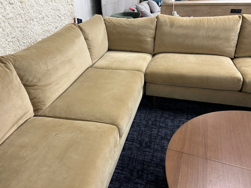 Interior Define Asher Corner Sectional Sofa - Camel Performance Plush Velvet