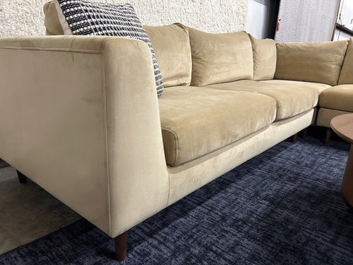 Interior Define Asher Corner Sectional Sofa - Camel Performance Plush Velvet