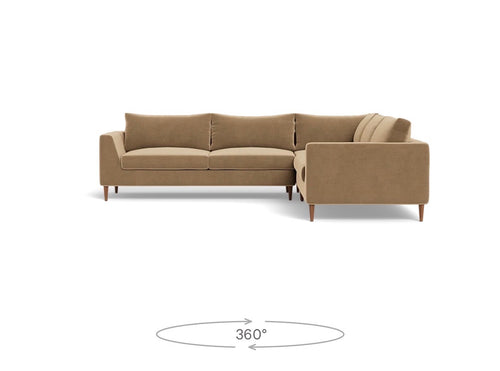 Interior Define Asher Corner Sectional Sofa - Camel Performance Plush Velvet