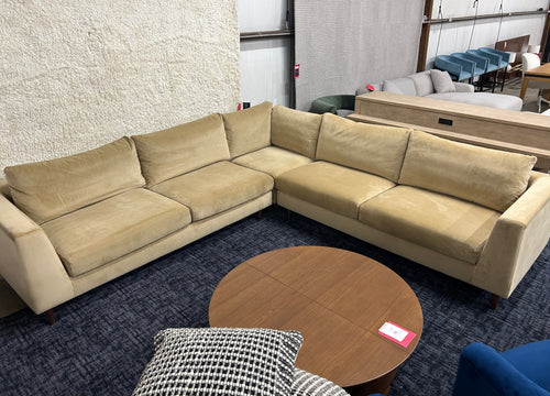 Interior Define Asher Corner Sectional Sofa - Camel Performance Plush Velvet