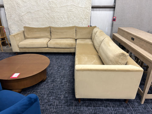 Interior Define Asher Corner Sectional Sofa - Camel Performance Plush Velvet