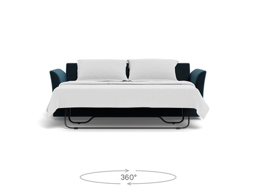 Interior Define Skylar Sleeper Sofa and Ottoman - Lagoon Performance Vintage Velvet