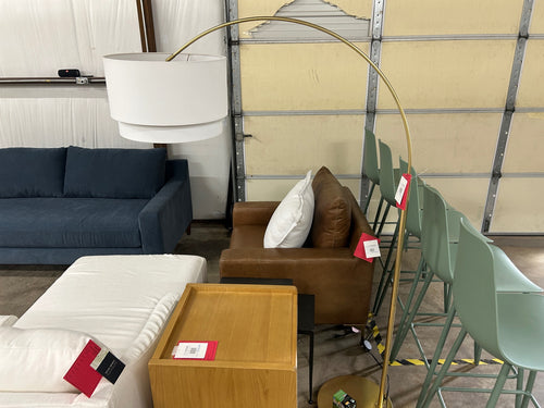 Zebu Large Linen Floor Lamp - Brass