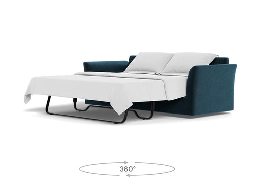 Interior Define Skylar Sleeper Sofa and Ottoman - Lagoon Performance Vintage Velvet