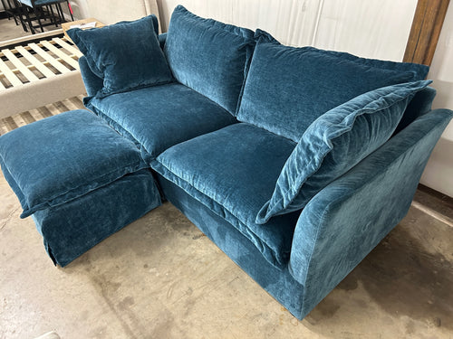 Interior Define Skylar Sleeper Sofa and Ottoman - Lagoon Performance Vintage Velvet