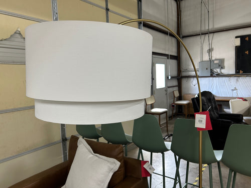 Zebu Large Linen Floor Lamp - Brass