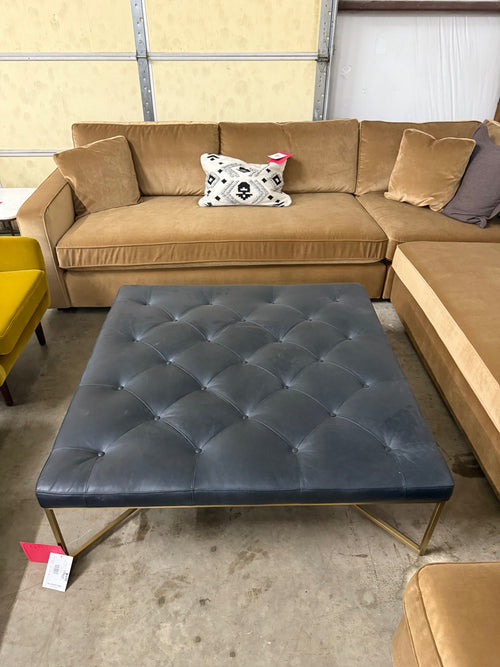 Tablet 47” Leather Square Ottoman - Charme Black