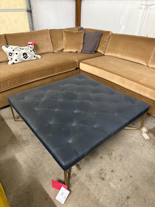 Tablet 47” Leather Square Ottoman - Charme Black