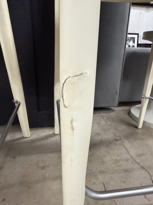 Set Of 3 Design Within Reach- Flag Bottega Italian Leather Counter Stools-Off White